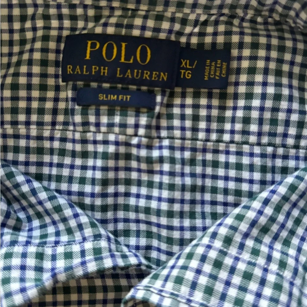 Polo Ralph Lauren Blue, Green and White Checkered Casual Shirt